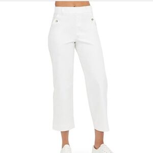 SPANX Stretch Twill Cropped Wide Leg Bright White Khaki Pants Size S Minimalist